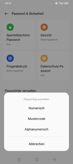Wählen Sie Mustercode