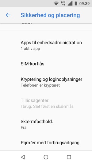 Scroll til og vælg SIM-kortlås