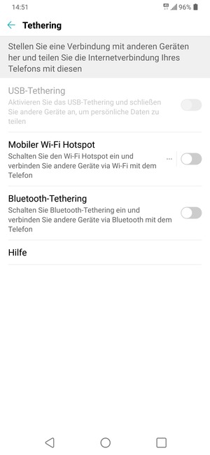 Wählen Sie Mobiler Wi-Fi Hotspot
