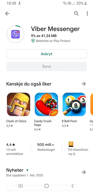 Vent til installasjonen er ferdig