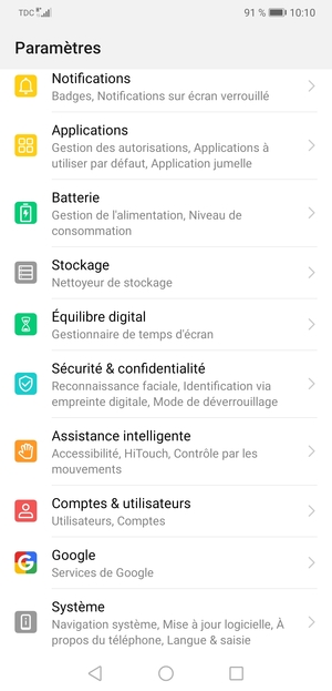 Faites défiler et sélectionnez Système