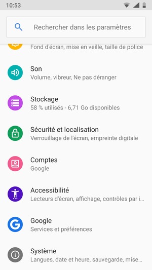 Faites défiler et sélectionnez Systéme