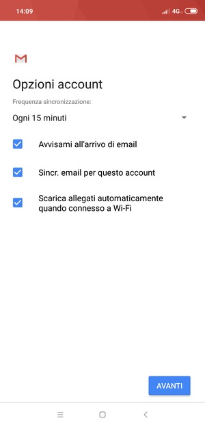 Seleziona AVANTI