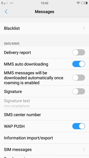 Select SMS center number