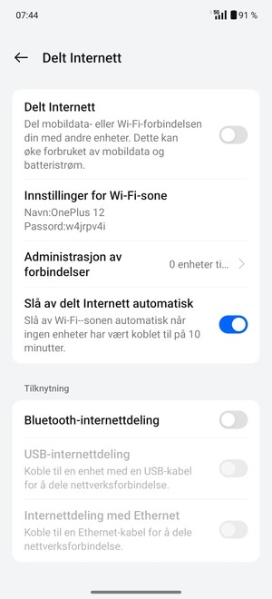 Velg Innstillinger for Wi-Fi-sone