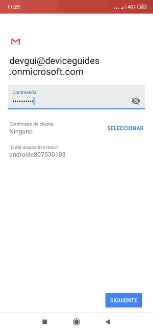 Introduzca su contraseña y seleccione SIGUIENTE
