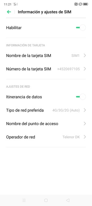 Activar o desactivar Itinérancia de datos