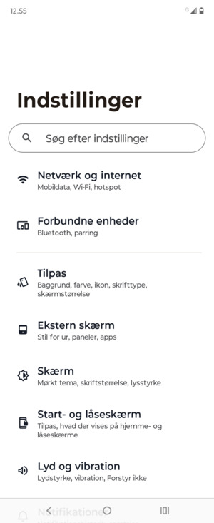 Vælg Netværk og internet