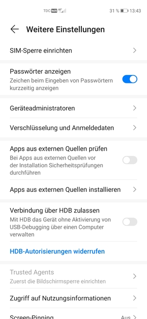 Wählen Sie SIM-Sperre einrichten