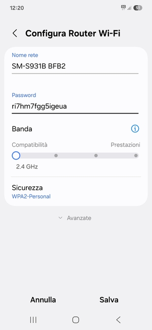 Inserisci una password di almeno 8 caratteri e seleziona Salva