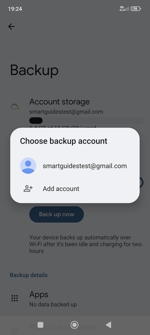 Select your backup account