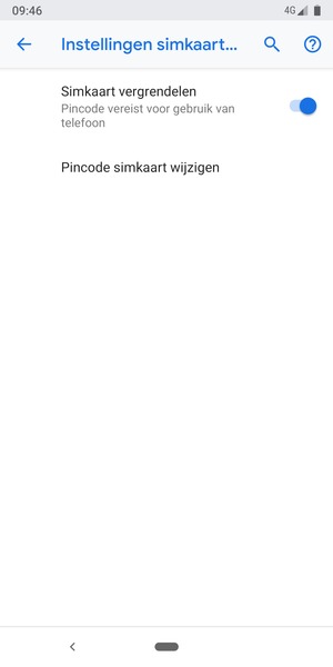 Selecteer Pincode simkaart wijzigen
