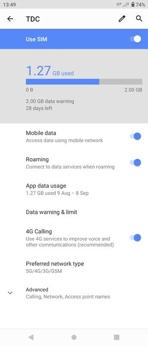 Turn Roaming on or off