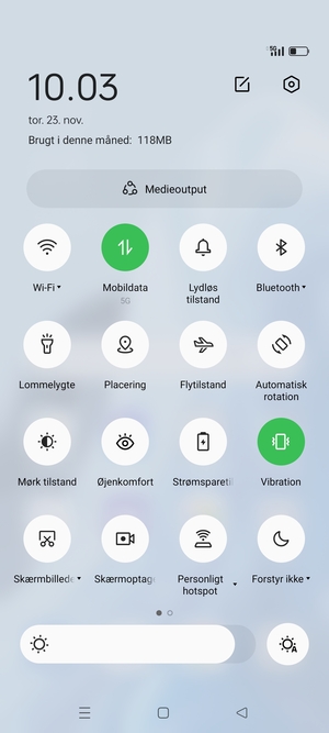 Vælg Vibration for at skifte til vibrationstilstand