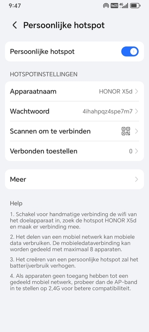 Uw telefoon is nu geïnstalleerd voor gebruik als modem