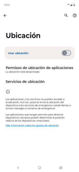 Desactive Usar ubicación
