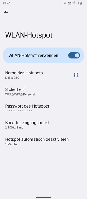 Ihr Handy ist jetzt für die Verwendung als Modem eingerichtet