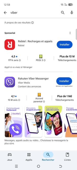 Sélectionnez l'appli