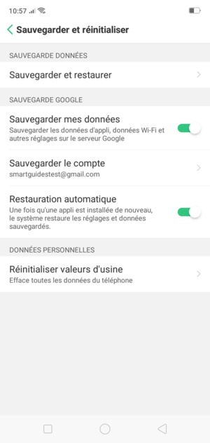 Sélectionnez Sauvegarder le compte