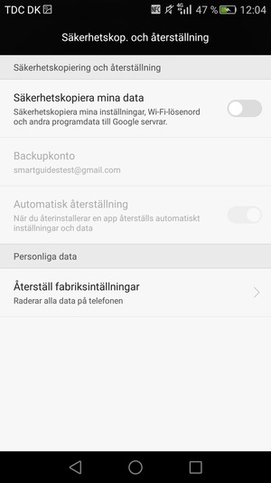 Aktivera Säkerhetskopiera mina data