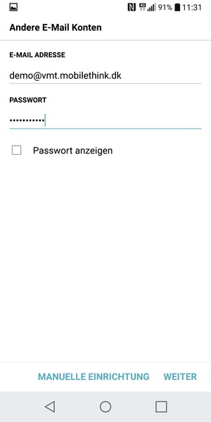 Geben Sie Ihre E-Mail-Adresse und Ihr Passwort ein. Wählen Sie WEITER