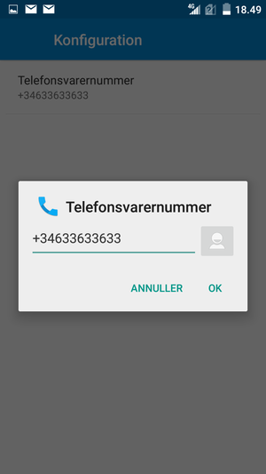 Indtast Telefonsvarernummer og vælg OK