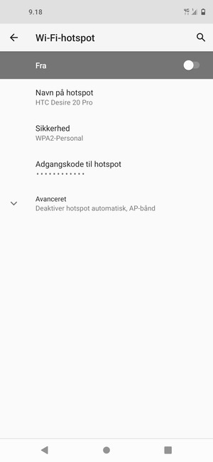 Vælg Adgangskode til hotspot