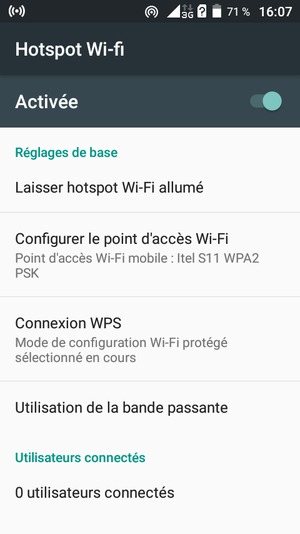 Votre téléphone est maintenant configuré pour être utilisé comme modem