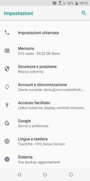 Scorri e seleziona Account e sincronizzazione