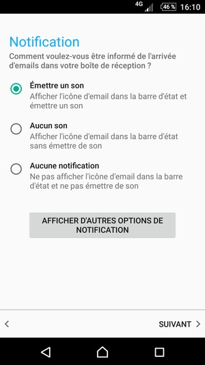 Sélectionnez votre option préférée et sélectionnez SUIVANT