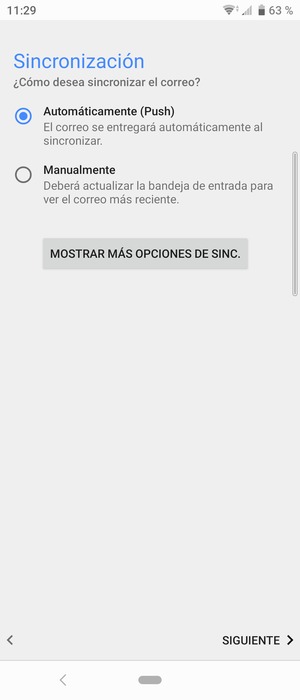 Seleccione la opción deseada y seleccione SIGUIENTE