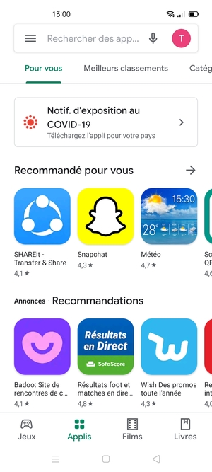 Sélectionnez la barre de Recherche