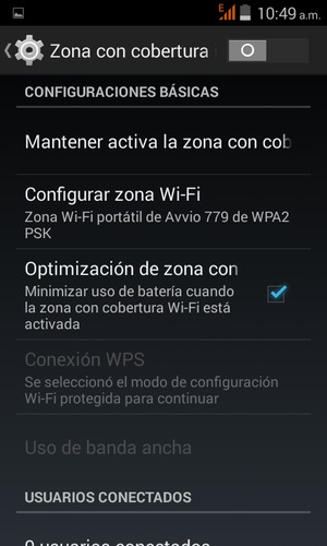 Seleccione Configurar zona Wi-Fi