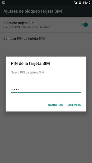 Introduzca su Nuevo PIN de tarjeta SIM y seleccione ACEPTAR