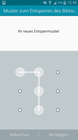 Zeichnen Sie das Entsperrmuster erneut und wählen Sie Bestätigen