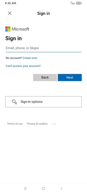 Enter your Hotmail address and select Next