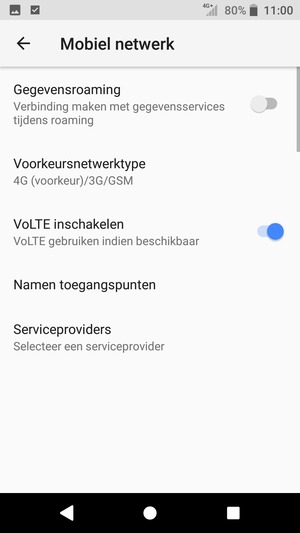 Om van netwerk te wisselen in geval van netwerkproblemen, selecteert u Serviceproviders