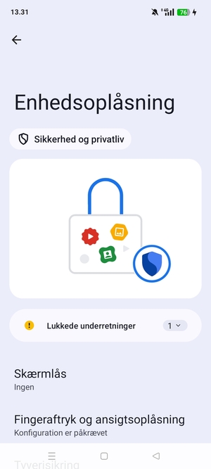 Vælg Skærmlås