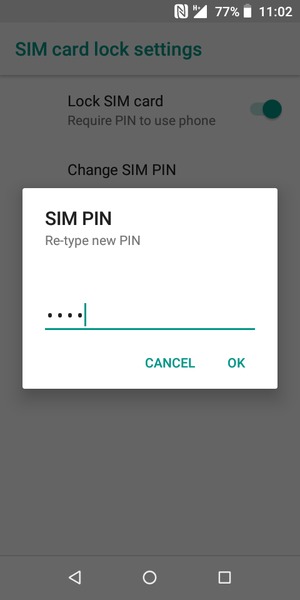 Confirm your new SIM PIN and select OK
