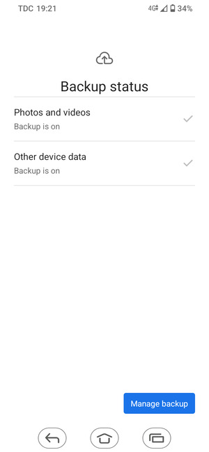 Select Manage backup