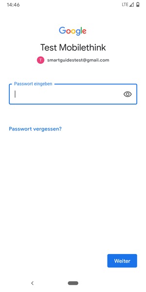 Geben Sie Ihre Passwort ein und wählen Sie Weiter