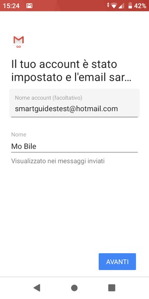 Scegli un nome per il tuo account e inserisci il tuo nome. Seleziona AVANTI