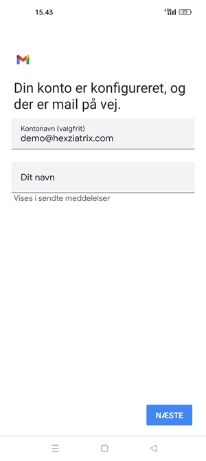 Giv din konto et navn og indtast dit navn. Vælg NÆSTE