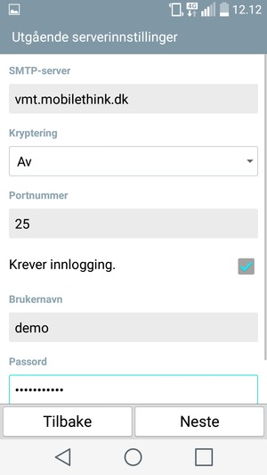 Skriv inn utgående serveradresse