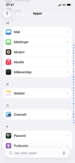 Bla til og velg Mail