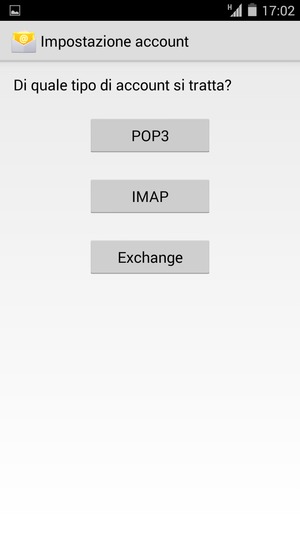 Seleziona POP3 o IMAP