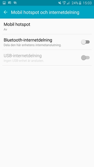 Välj Mobil hotspot / Mobil trådløssone