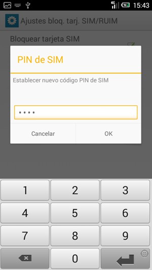 Introduzca su Nuevo código PIN de SIM y seleccione OK