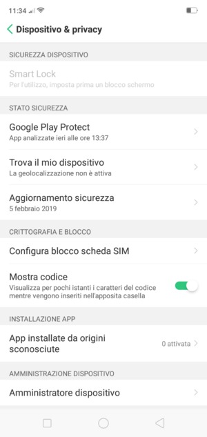 Scorri e seleziona Amministratore dispositivo