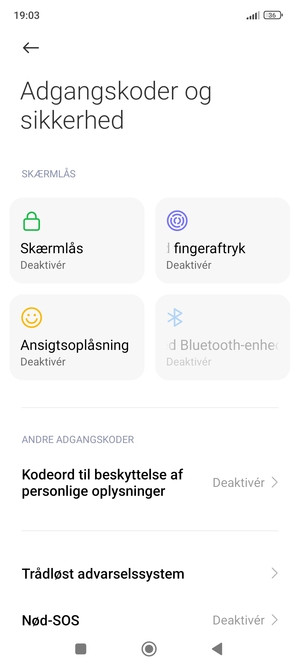 For at aktivere din skærmlås, vend tilbage til menuen Adgangskoder og sikkerhed og vælg Skærmlås